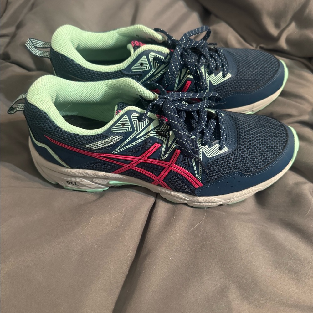 Asics Blue and Pink Athletic Sneakers
